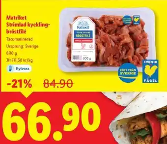 Lidl Matriket Strimlad kycklingbröstfilé erbjuda