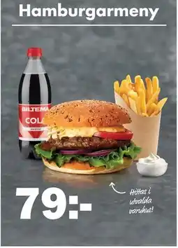 Biltema Hamburgarmeny, SEK 79 erbjuda