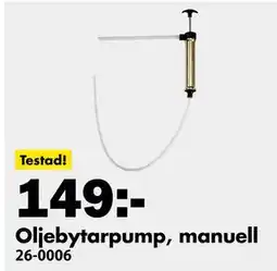 Biltema Oljebytarpump, manuell, SEK 149 erbjuda