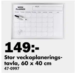 Biltema Stor veckoplaneringstavla, 60 x 40 cm, SEK 149 erbjuda