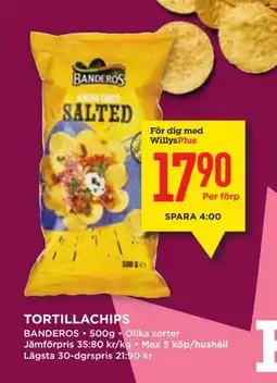 Willys TORTILLACHIPS, Medlemspris erbjuda