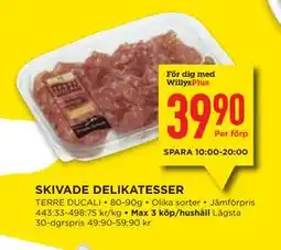 Willys SKIVADE DELIKATESSER, Medlemspris erbjuda
