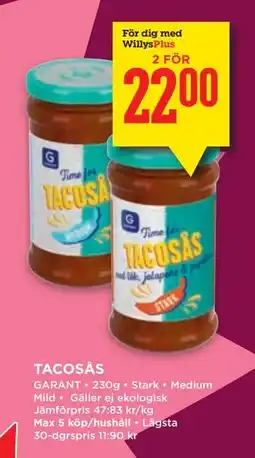 Willys TACOSÅS, Medlemspris erbjuda