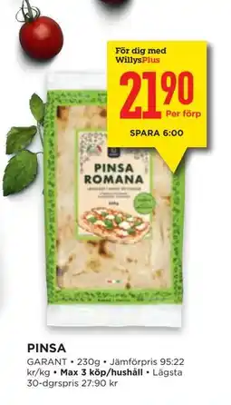 Willys PINSA, Medlemspris erbjuda