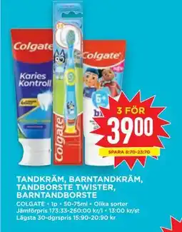 Willys TANDKRÄM, BARNTANDKRÄM, TANDBORSTE TWISTER, BARNTANDBORSTE, SEK 39 erbjuda
