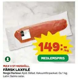 Coop Daglivs FÄRSK LAXFILÉ, Medlemspris erbjuda