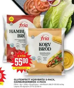 Willys GLUTENFRITT KORVBRÖD 5-PACK, HAMBURGERBRÖD 4-PACK, SEK 55 erbjuda
