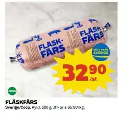 Coop Daglivs FLÄSKFÄRS, SEK 32.9 erbjuda
