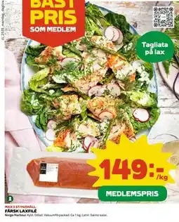 Coop Daglivs FÄRSK LAXFILÉ, Medlemspris erbjuda