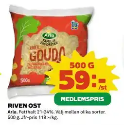 Coop Daglivs RIVEN OST, Medlemspris erbjuda