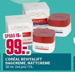 ÖoB L’ORÉAL REVITALIFT DAGCREME, NATTCREME, SEK 99 erbjuda