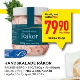 Willys Hemma HANDSKALADE RÄKOR, Medlemspris erbjuda