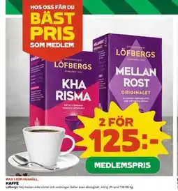 Coop Daglivs KAFFE, Medlemspris erbjuda