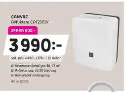 Elon CANVAC Avfuktare CAF2301V erbjuda