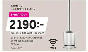 Elon CANVAC 3-i-1-fläkt CFK3301V erbjuda