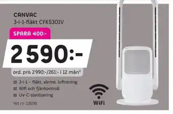 Elon CANVAC 3-i-1-fläkt CFK5301V erbjuda