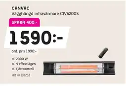 Elon CANVAC Vägghängd infravärmare CIV5200S erbjuda
