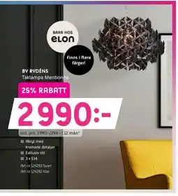 Elon BY RYDENS Taklampa Mentionne erbjuda