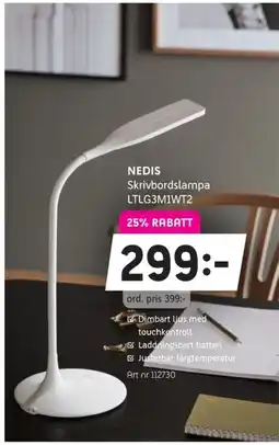 Elon NEDIS Skrivbordslampa LTLG3M1WT2 erbjuda