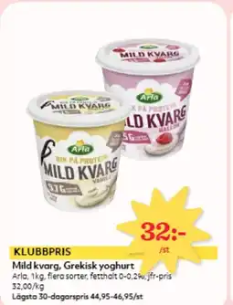Hemköp ARLA Mild kvarg, Grekisk yoghurt erbjuda