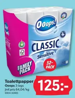 DollarStore Toalettpapper Ooops 3-lags erbjuda