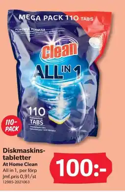 DollarStore Diskmaskins- tabletter At Home Clean All in 1, per förp erbjuda