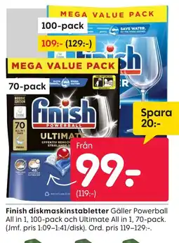 Rusta Finish diskmaskinstabletter erbjuda