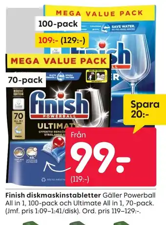 Rusta Finish diskmaskinstabletter erbjuda