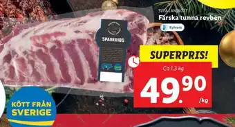 Lidl Svea Lantkött Färska tunna revben 1,3kg erbjuda