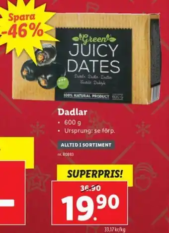 Lidl Dadlar 600g erbjuda