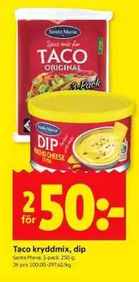 ICA Supermarket Taco kryddmix, dip erbjuda