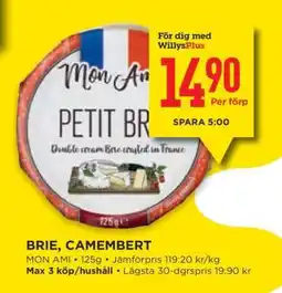 Willys BRIE, CAMEMBERT erbjuda