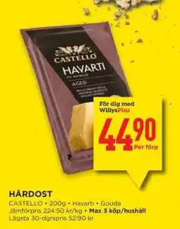 Willys CASTELLO Havarti erbjuda