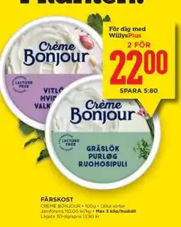 Willys CRÈME BONJOUR erbjuda