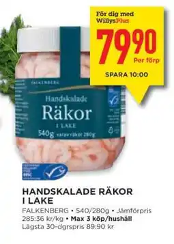 Willys Handskalade Räkor i Lake erbjuda