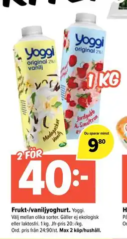 Coop Extra Frukt-/vaniljyoghurt, SEK 40 erbjuda