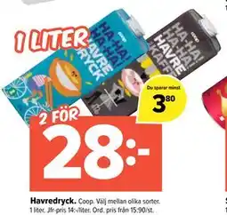 Coop Extra Havredryck, SEK 28 erbjuda