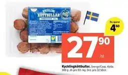 Coop Extra Kycklingköttbullar., SEK 27.9 erbjuda