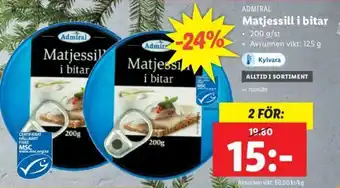 Lidl Admiral Matjessill i bitar 200 g/st erbjuda