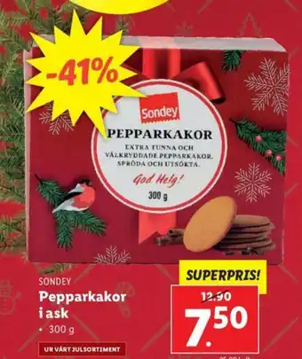 Lidl Sondey Pepparkakor i ask 300g erbjuda