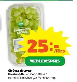 Stora Coop Gröna druvor, Medlemspris erbjuda
