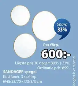 JYSK SANDAGER spegel, SEK 600 erbjuda