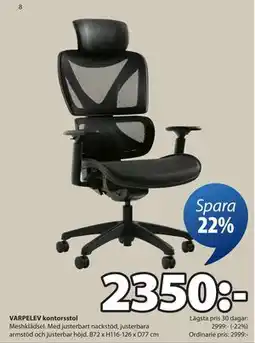 JYSK VARPELEV kontorsstol, SEK 2350 erbjuda
