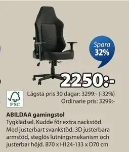 JYSK ABILDAA gamingstol, SEK 2250 erbjuda
