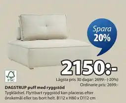JYSK DAGSTRUP puff med ryggstöd, SEK 2150 erbjuda