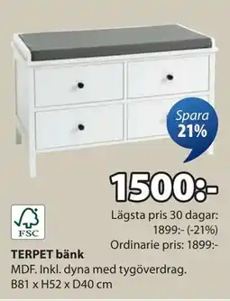 JYSK TERPET bänk, SEK 1500 erbjuda