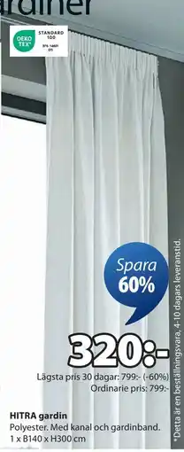 JYSK HITRA gardin, SEK 320 erbjuda