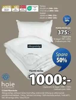 JYSK CLEAN fibertäcke, SEK 1000 erbjuda