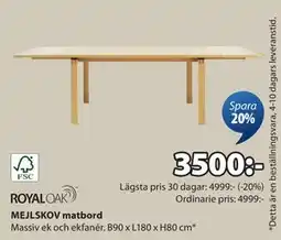 JYSK MEJLSKOV matbord, SEK 3500 erbjuda