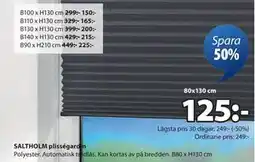 JYSK SALTHOLM plisségardin erbjuda